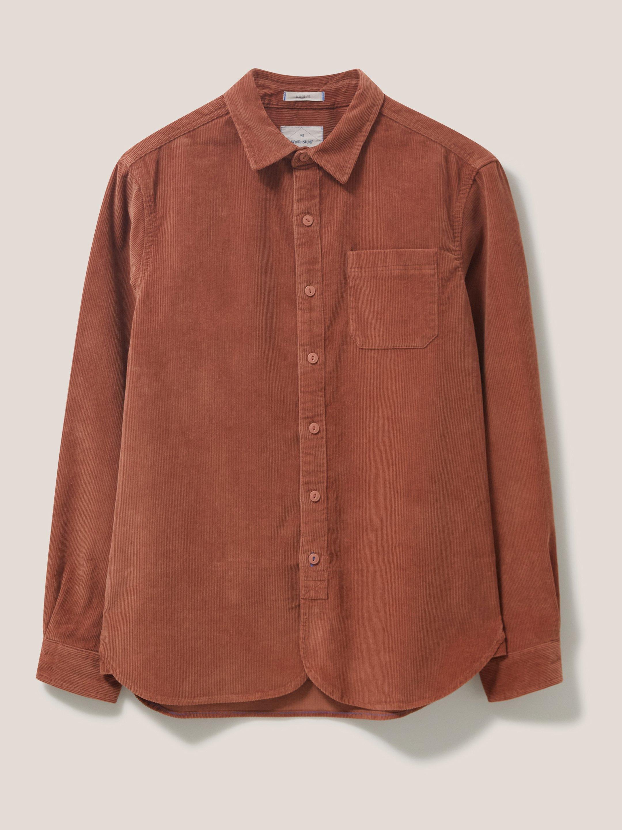 Whitwick Cord Shirt in DEEP BROWN - FLAT FRONT