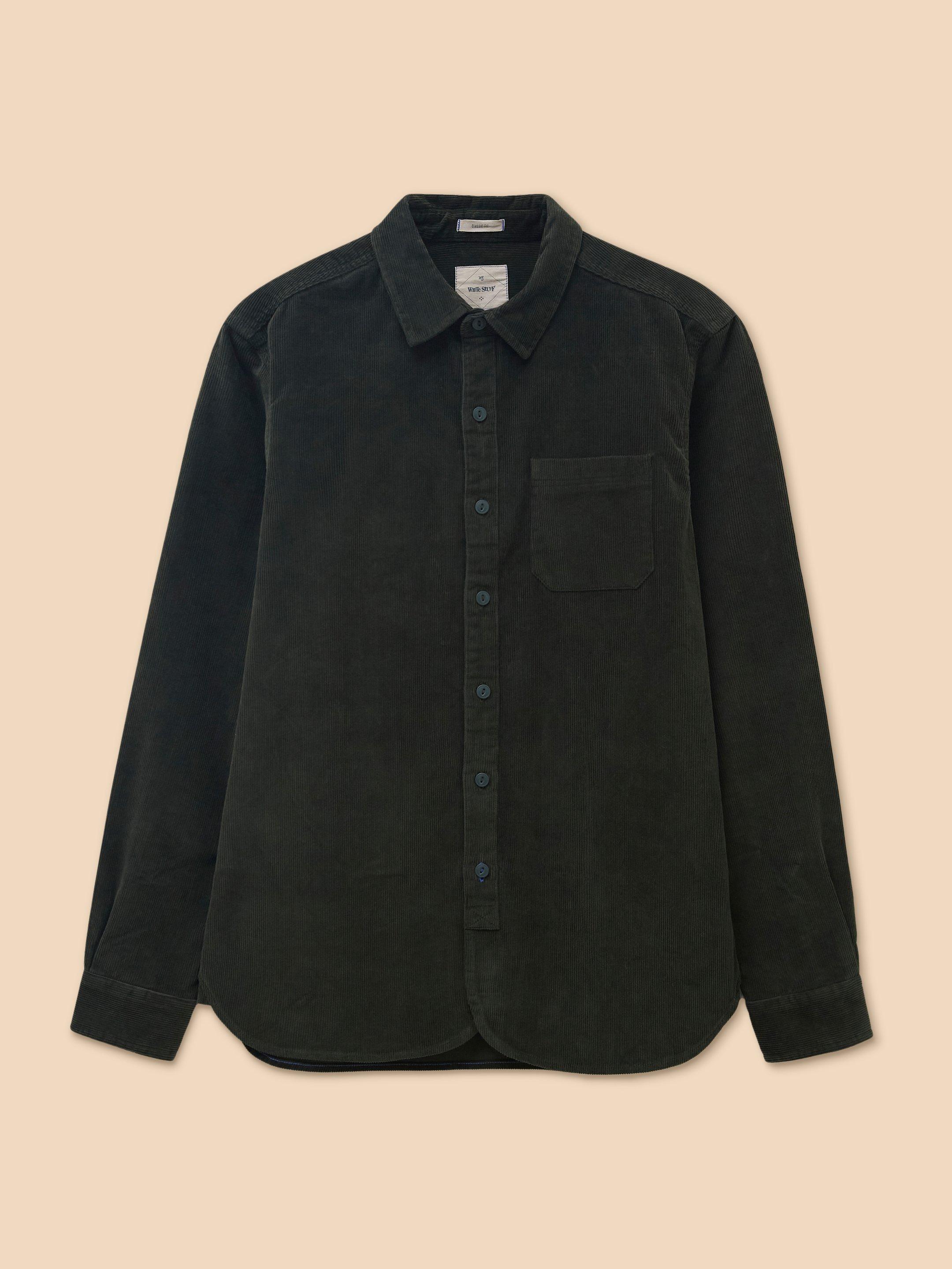 Whitwick Cord Shirt in DK GREEN - FLAT FRONT