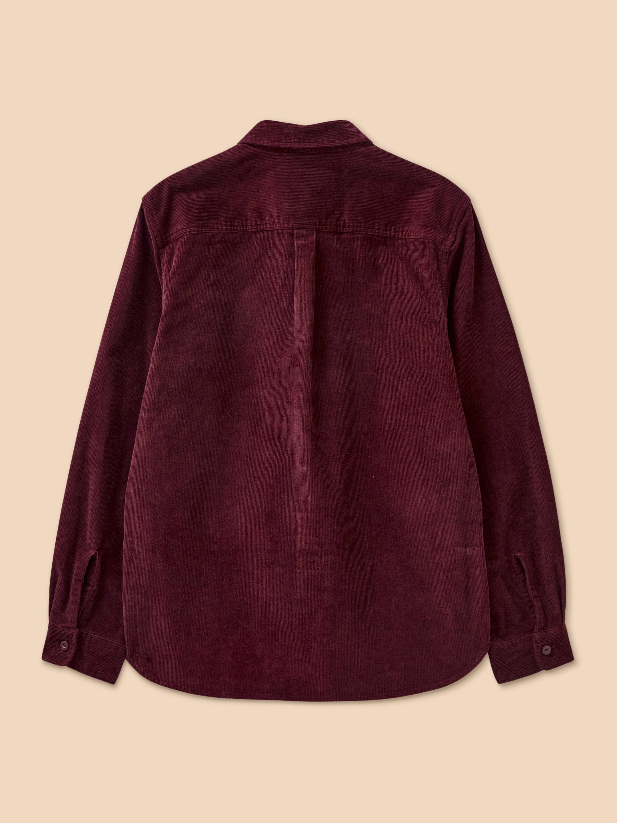 Whitwick Cord Shirt in DK RED - FLAT BACK