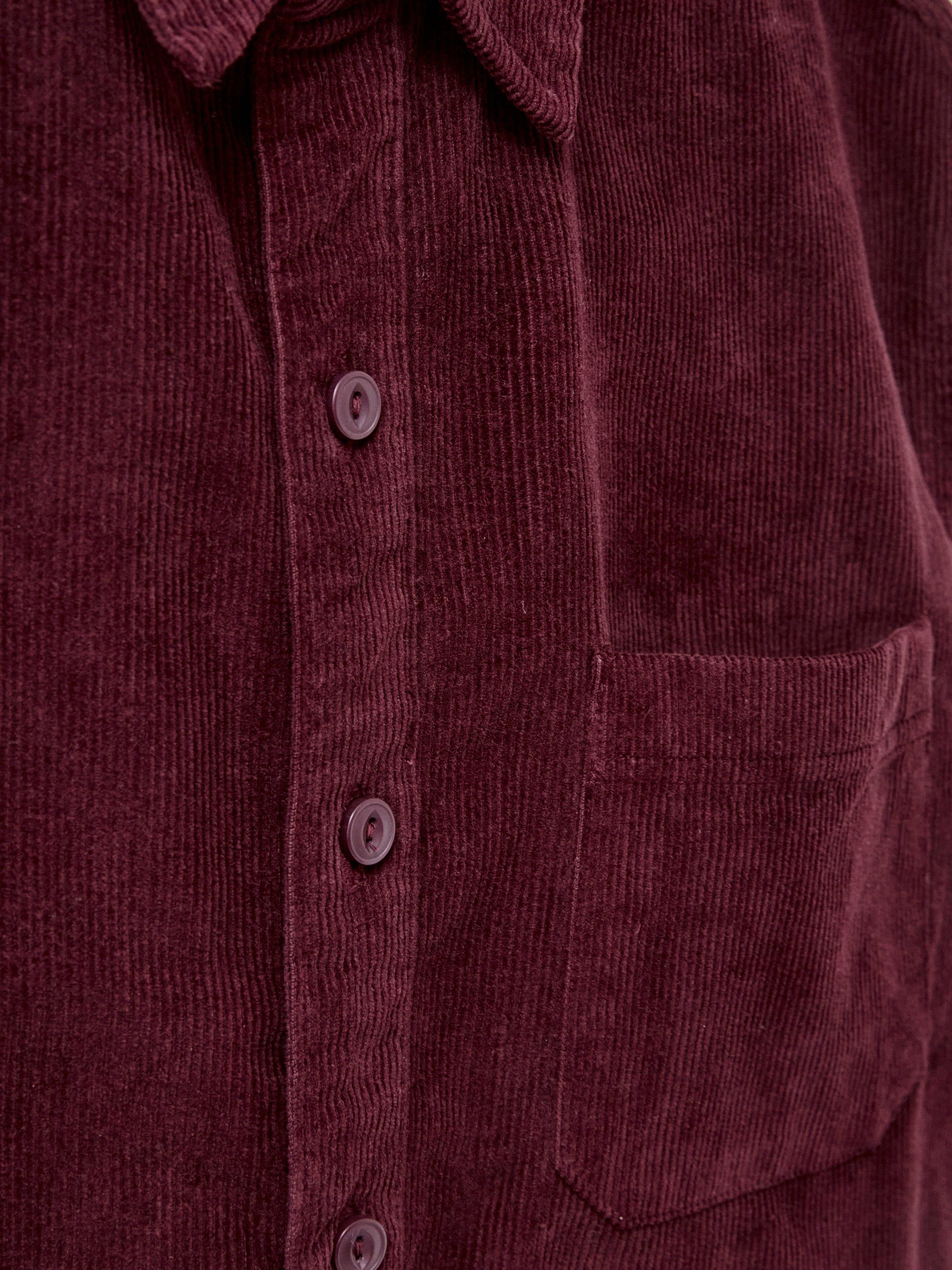 Whitwick Cord Shirt in DK RED - FLAT DETAIL