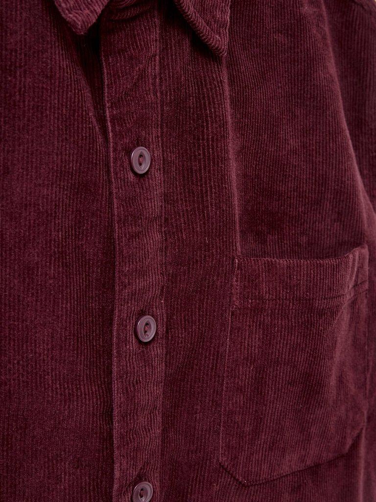 Whitwick Cord Shirt in DK RED - FLAT DETAIL