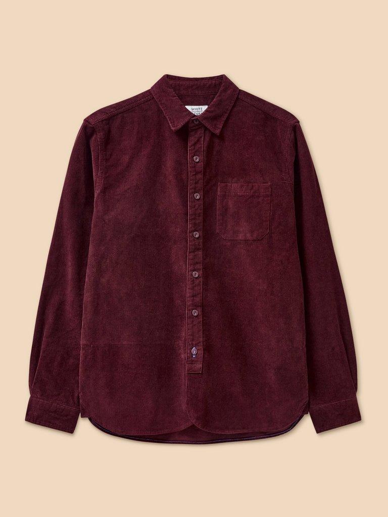 Whitwick Cord Shirt in DK RED - FLAT FRONT