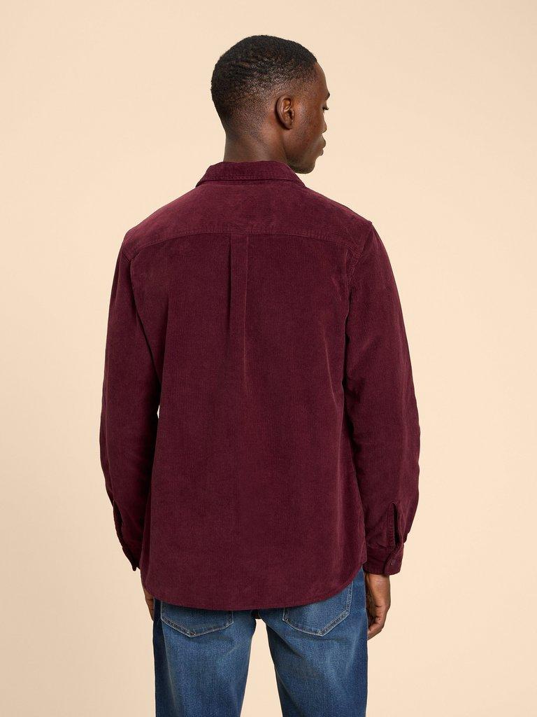 Whitwick Cord Shirt in DK RED - MODEL BACK