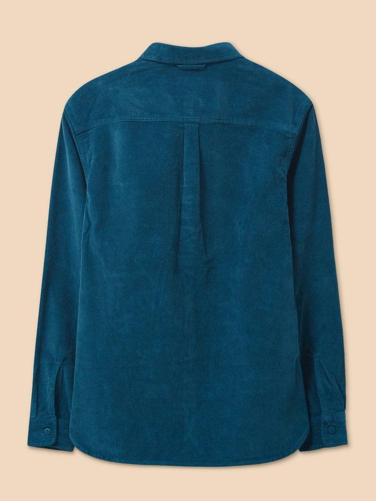 Whitwick Cord Shirt in MID TEAL - FLAT BACK