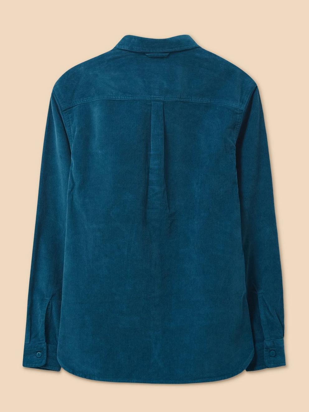 Whitwick Cord Shirt in MID TEAL - FLAT BACK