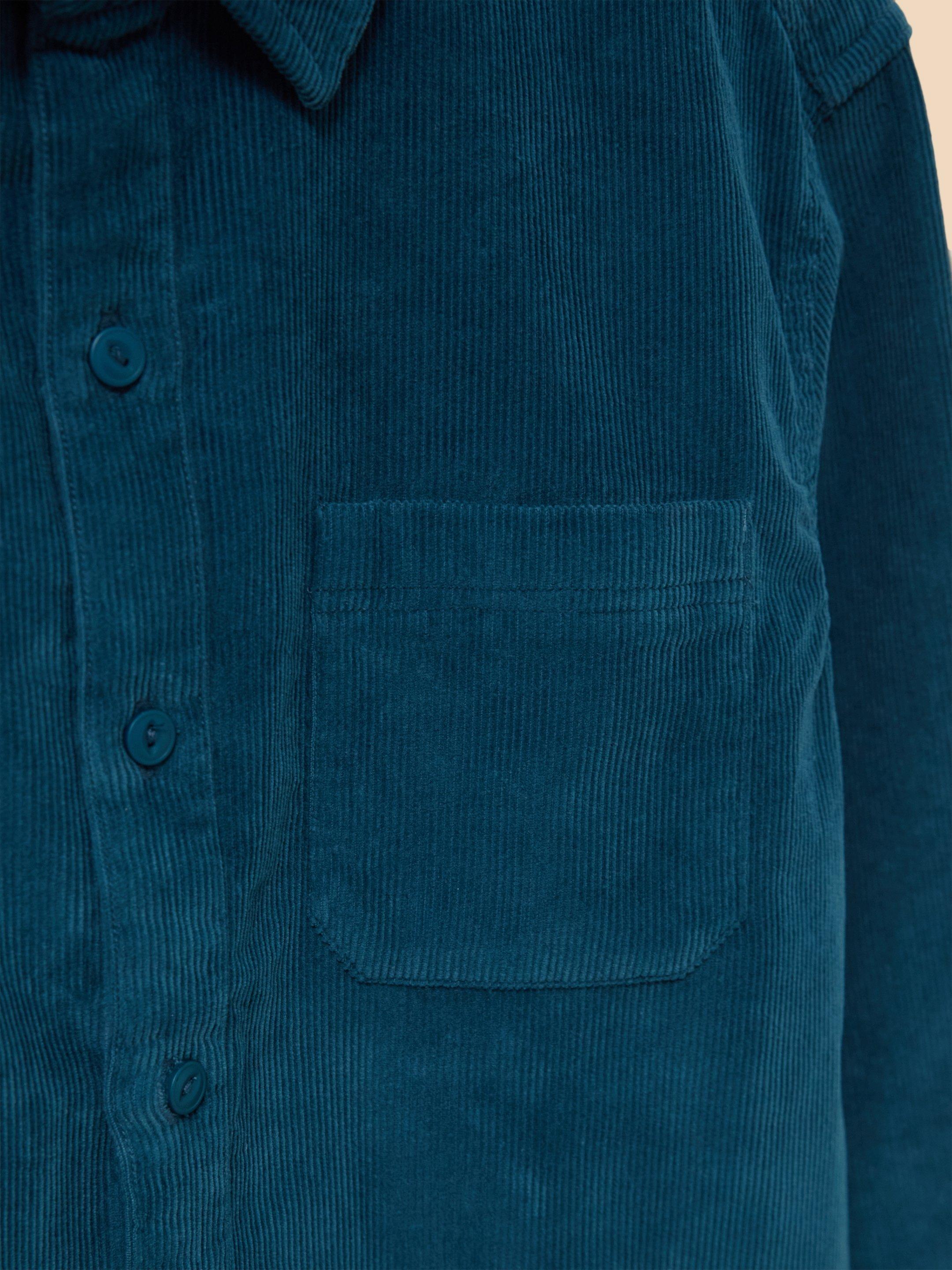 Whitwick Cord Shirt in MID TEAL - FLAT DETAIL