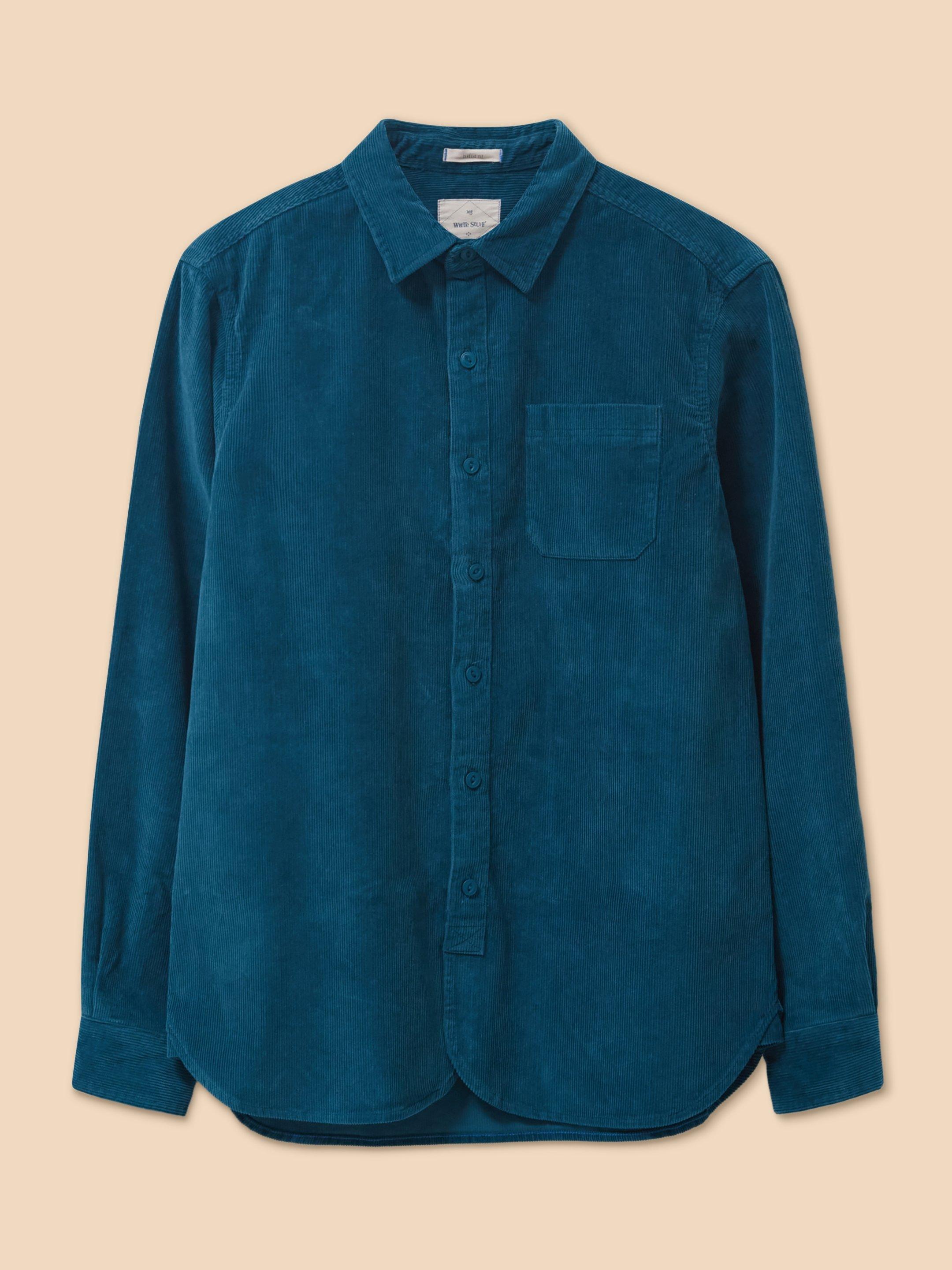 Whitwick Cord Shirt in MID TEAL - FLAT FRONT