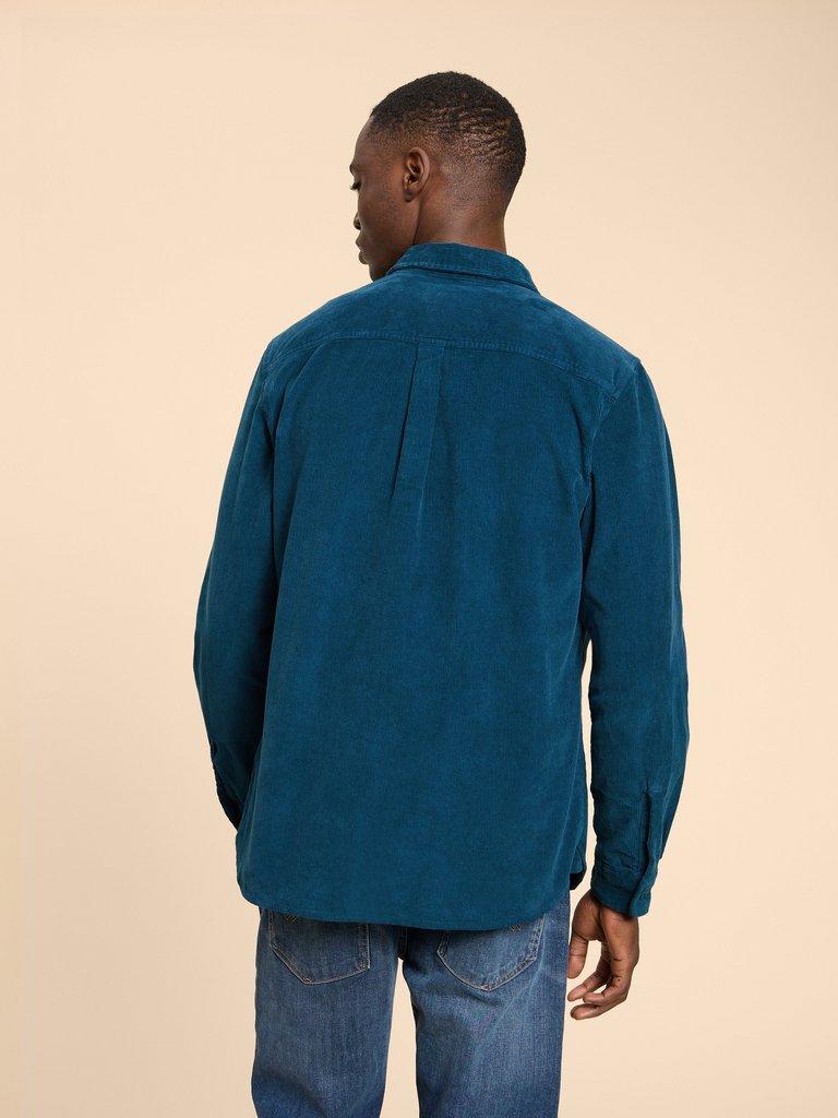 Whitwick Cord Shirt in MID TEAL - MODEL BACK