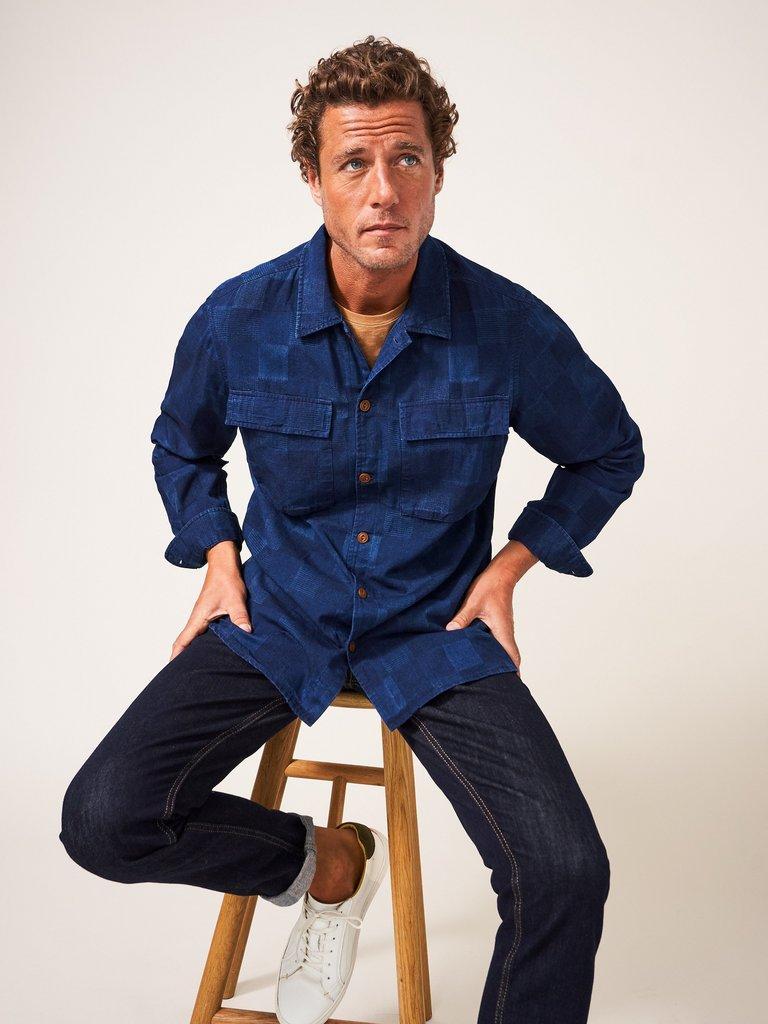 Indigo Patchwork Check Shirt in INDIGO BLE - LIFESTYLE