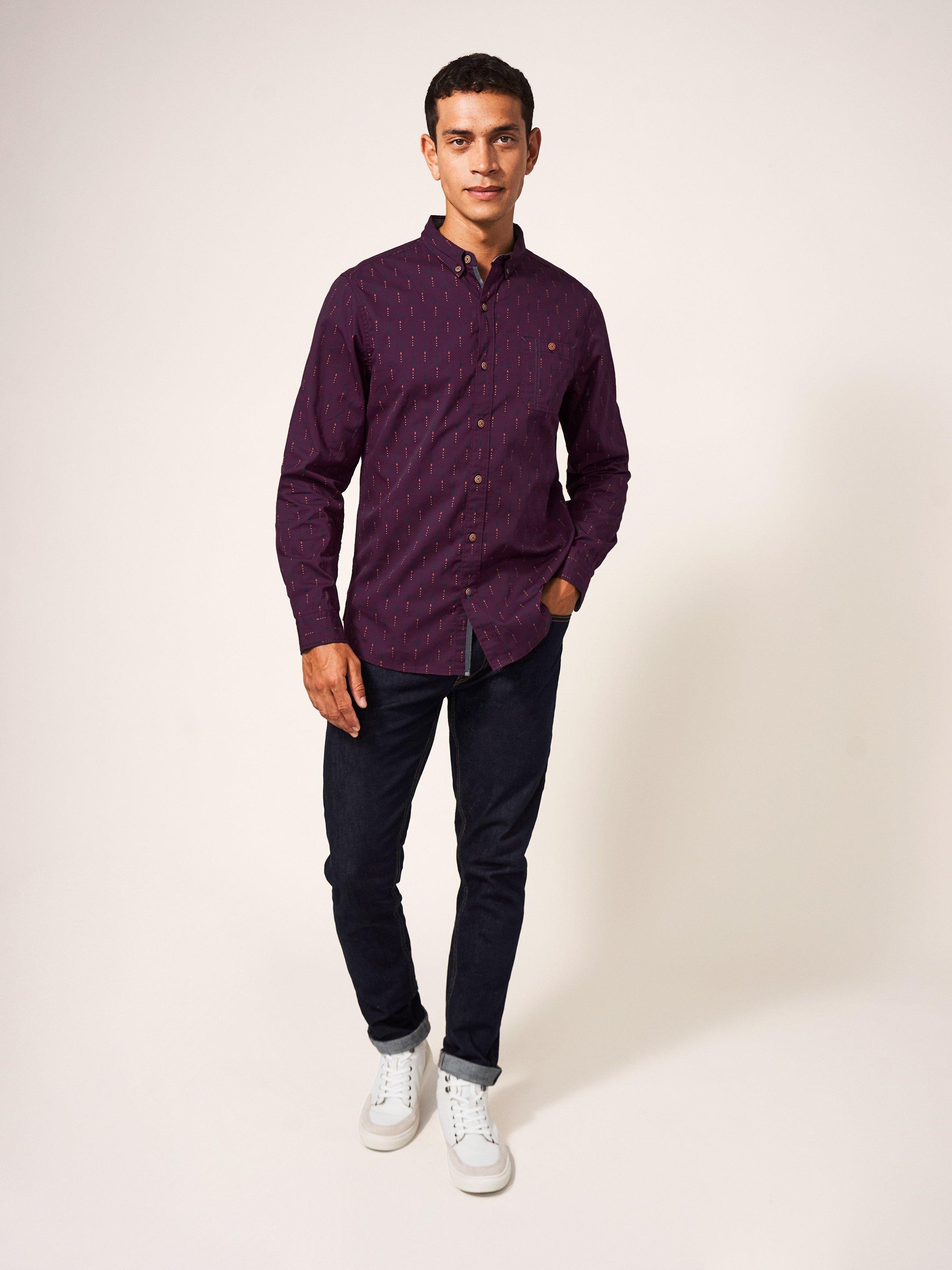 Finch Geo Printed Shirt in MID PLUM - LIFESTYLE