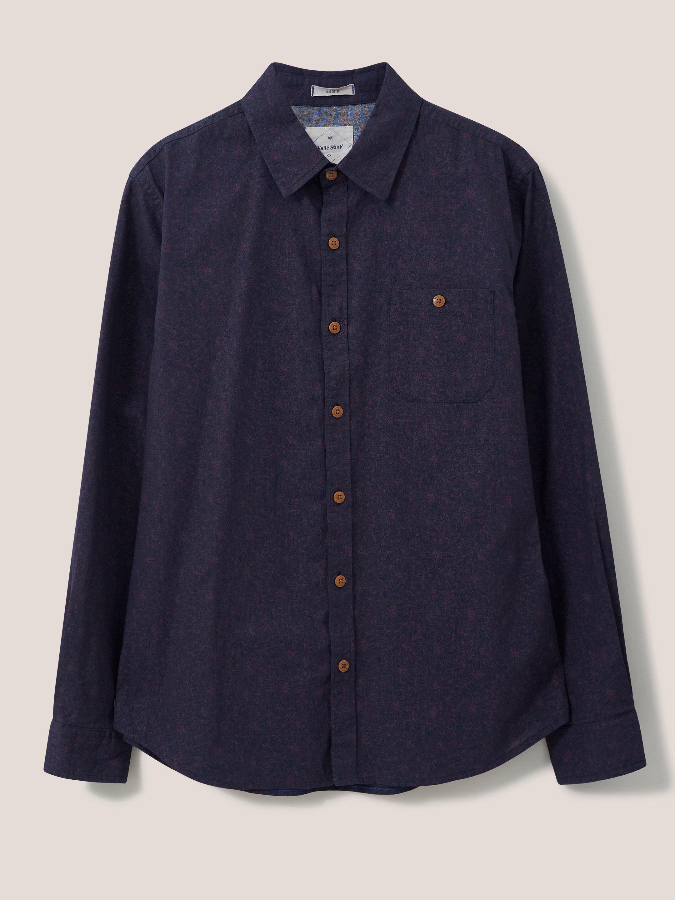 Ditsy Floral Printed Shirt in DARK NAVY - FLAT FRONT