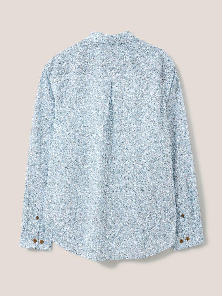 Ditsy Floral Printed Shirt in MID TEAL - FLAT BACK