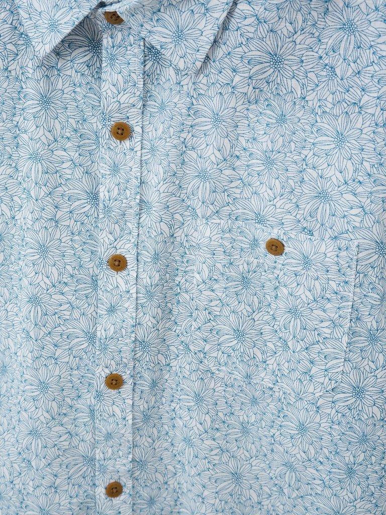 Ditsy Floral Printed Shirt in MID TEAL - FLAT DETAIL