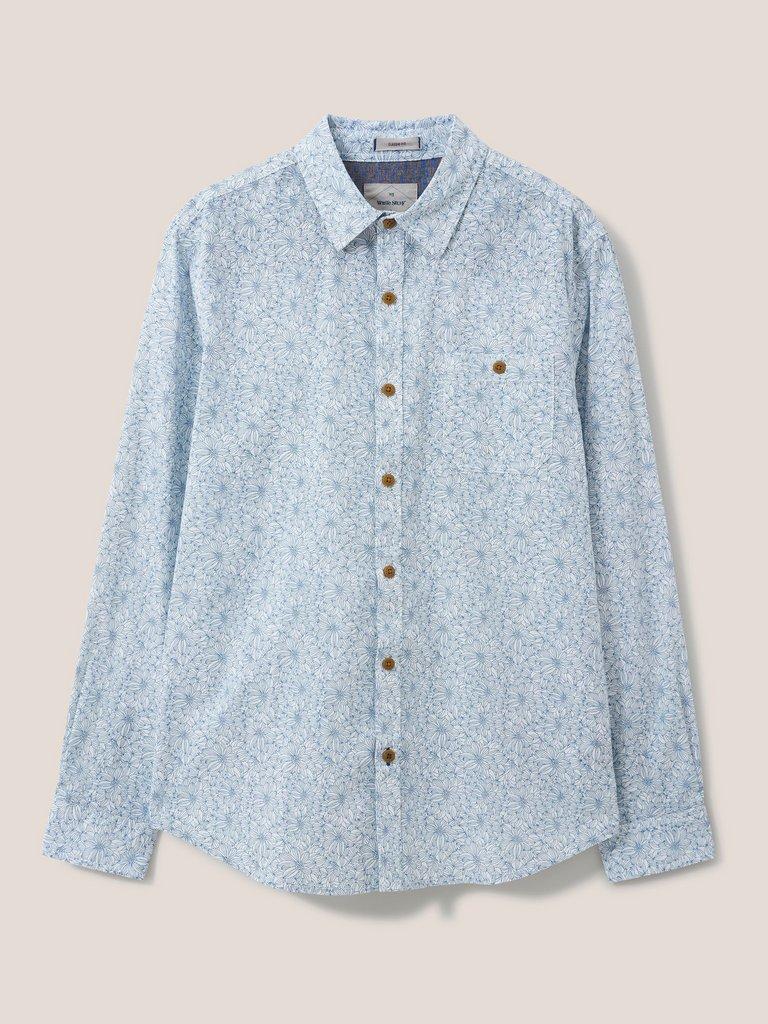 Ditsy Floral Printed Shirt in MID TEAL - FLAT FRONT
