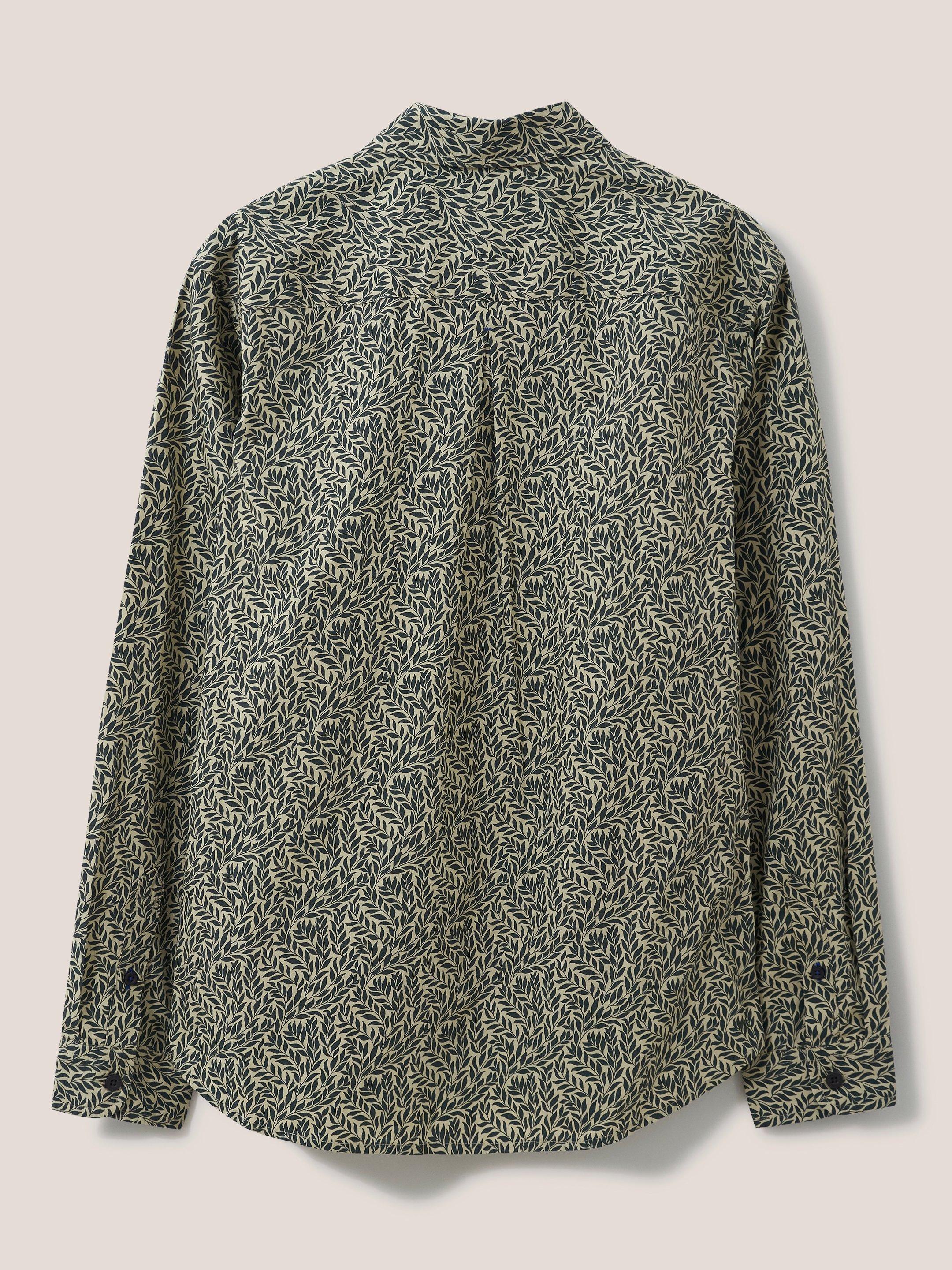 Leaf Printed Shirt in DK GREEN - FLAT BACK