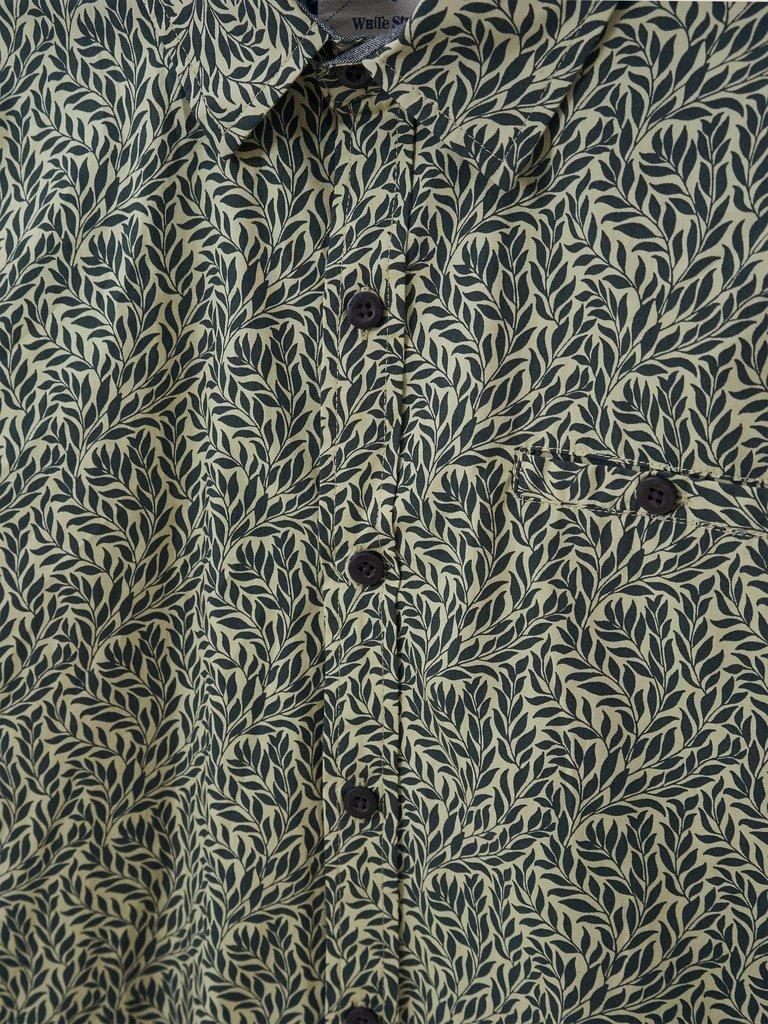 Leaf Printed Shirt in DK GREEN - FLAT DETAIL