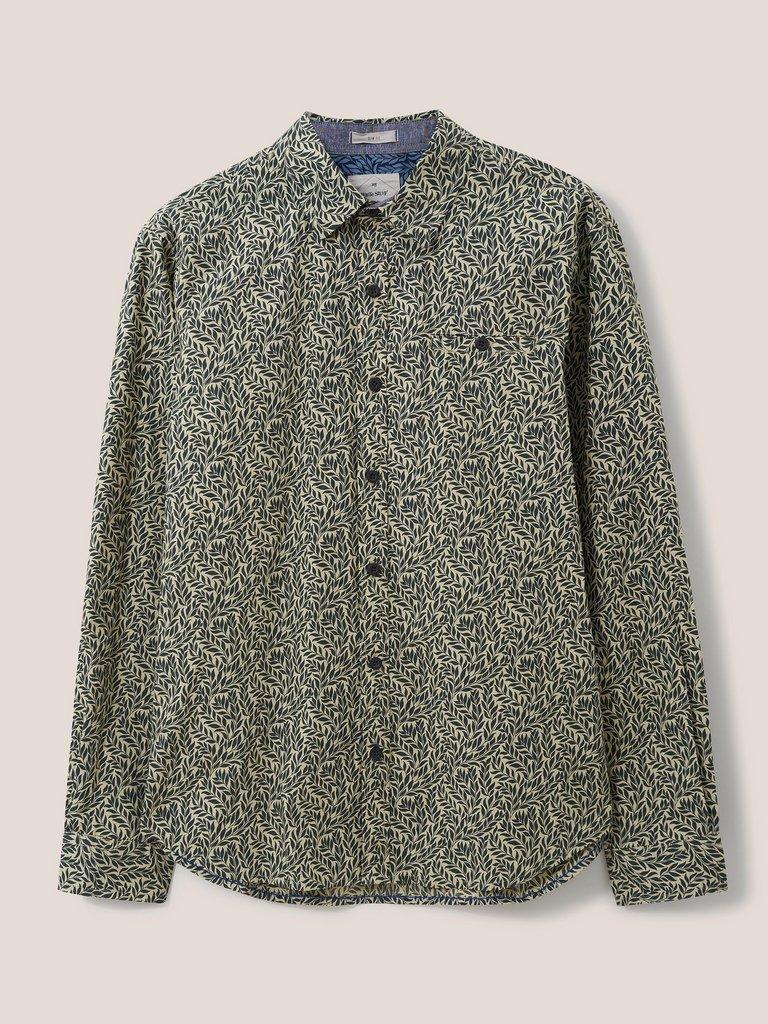 Leaf Printed Shirt in DK GREEN - FLAT FRONT