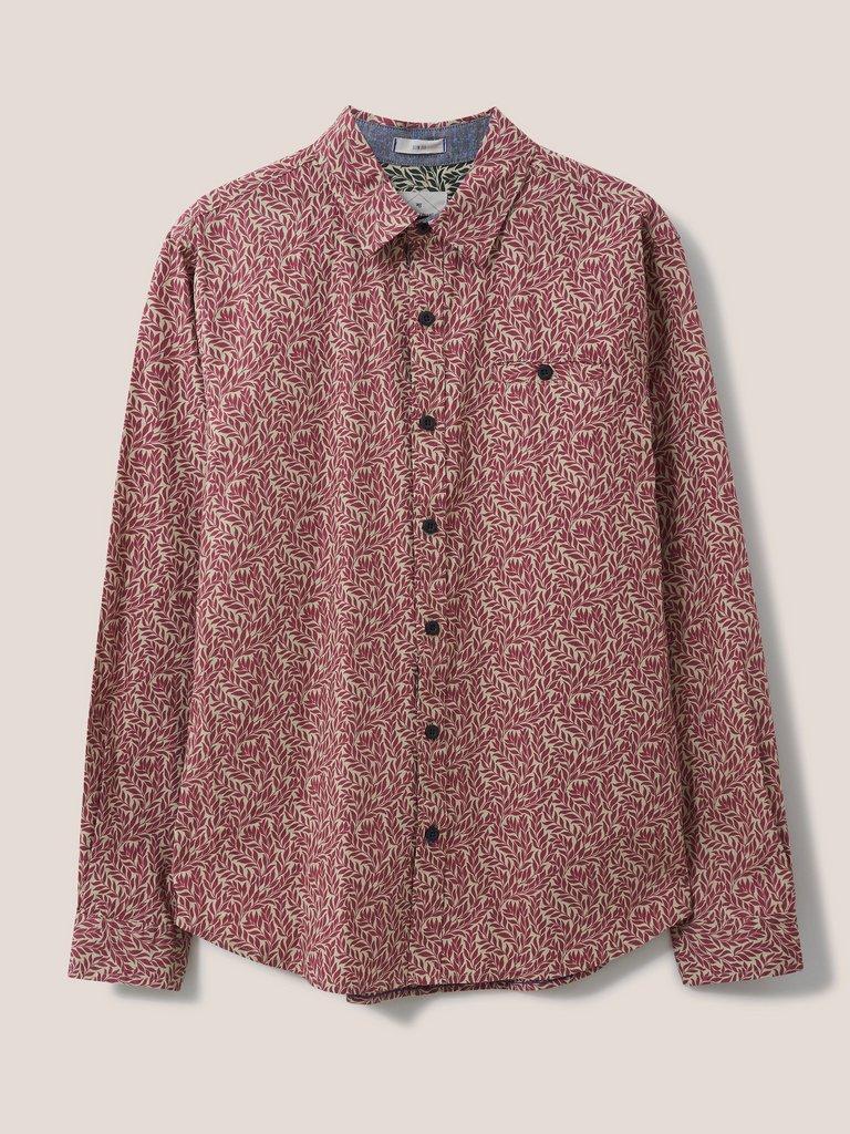Leaf Printed Shirt in MID RED - FLAT FRONT