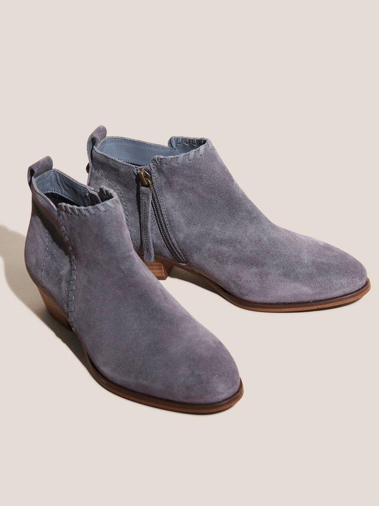 Willow Suede Ankle Boot in DK GREY - FLAT FRONT