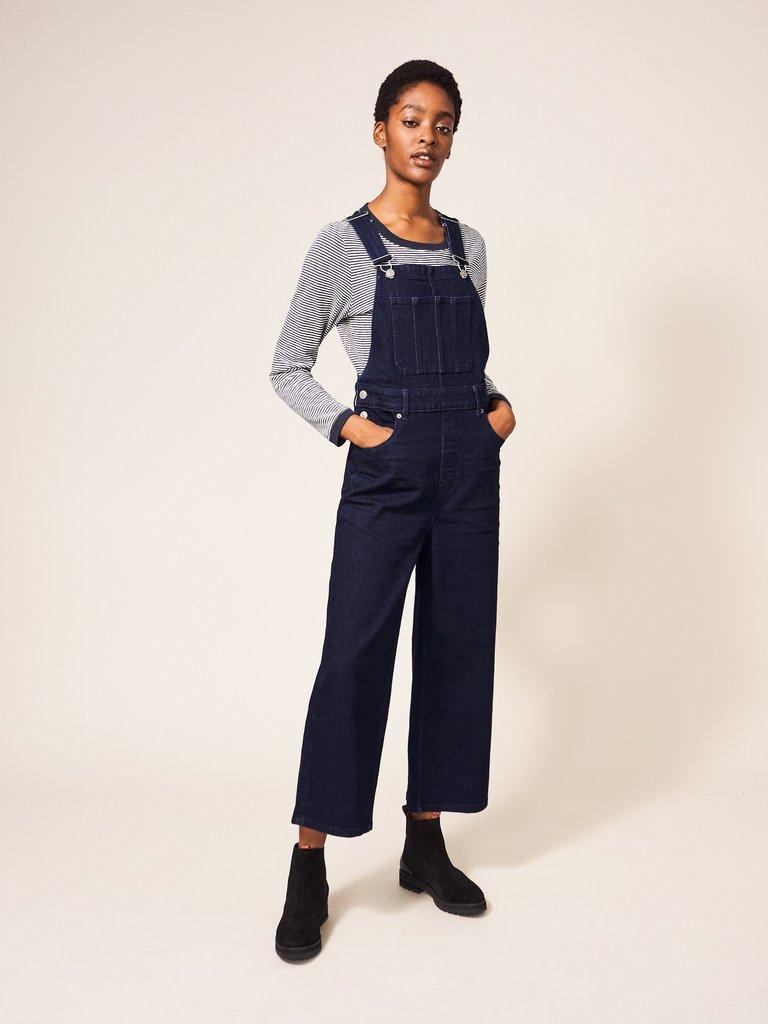 Kelly Wide Leg Dungaree in DK DENIM - LIFESTYLE