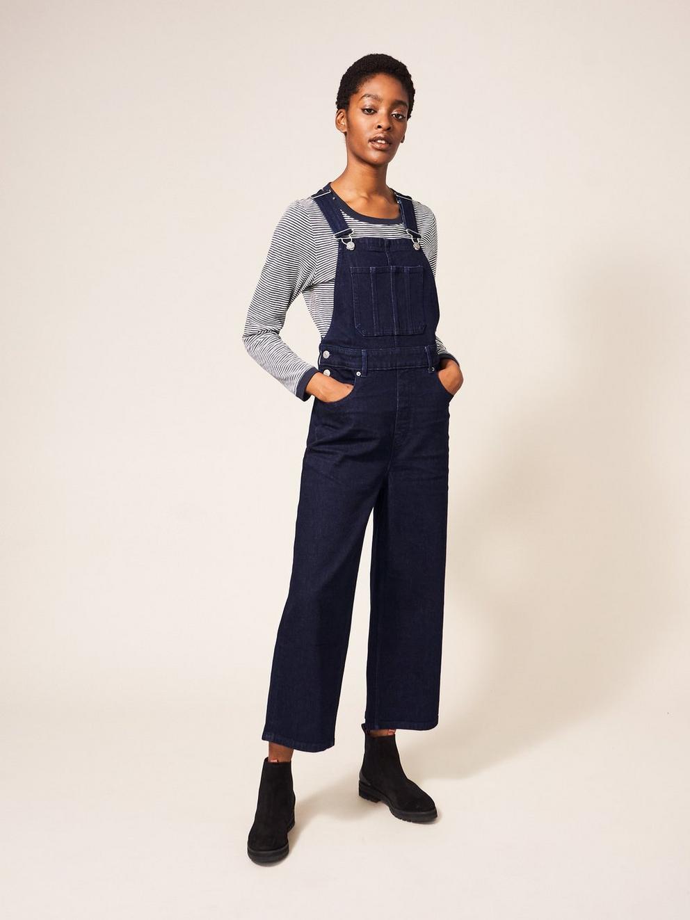 Kelly Wide Leg Dungaree in DK DENIM - LIFESTYLE