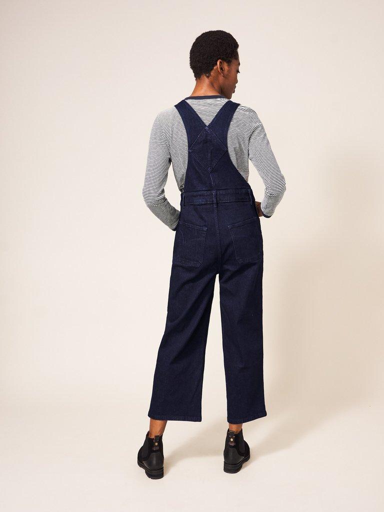 Kelly Wide Leg Dungaree in DK DENIM - MODEL BACK