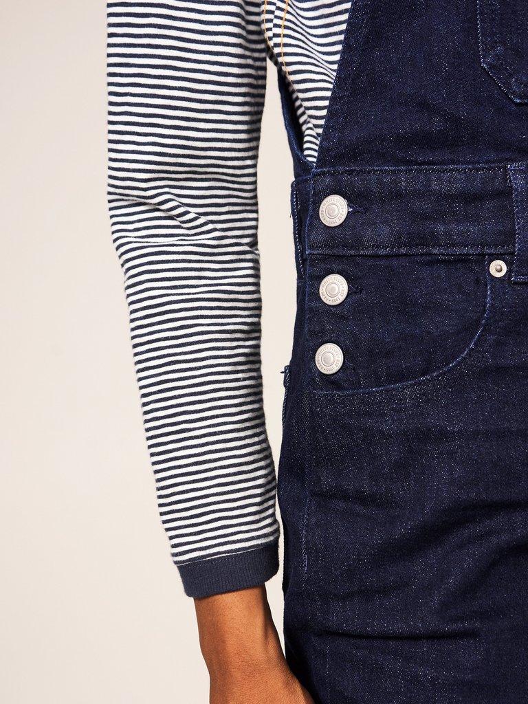 Kelly Wide Leg Dungaree in DK DENIM - MODEL DETAIL