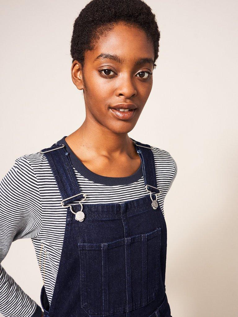 Kelly Wide Leg Dungaree in DK DENIM