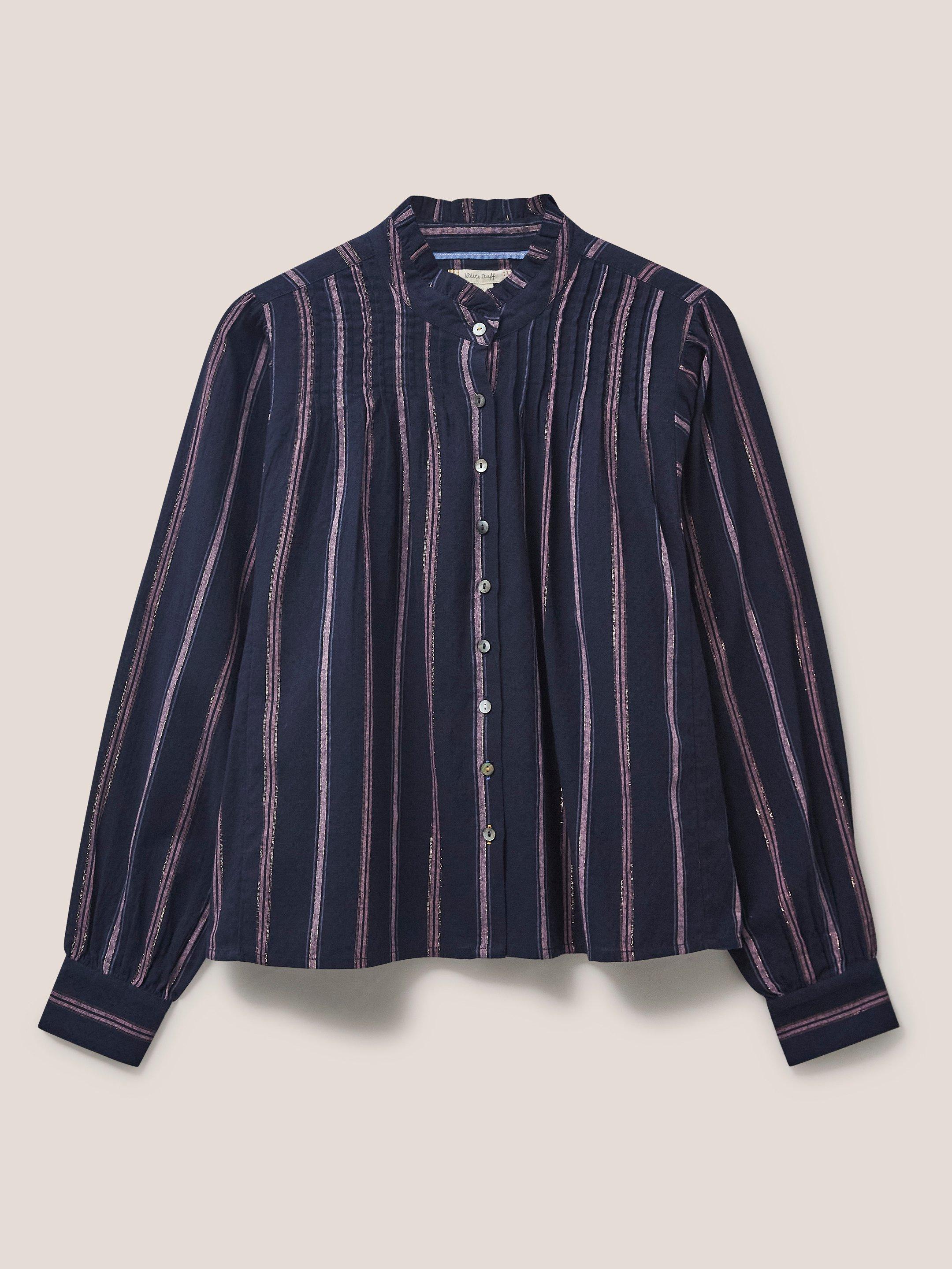 Paige Stripe Shirt in NAVY MULTI - FLAT FRONT