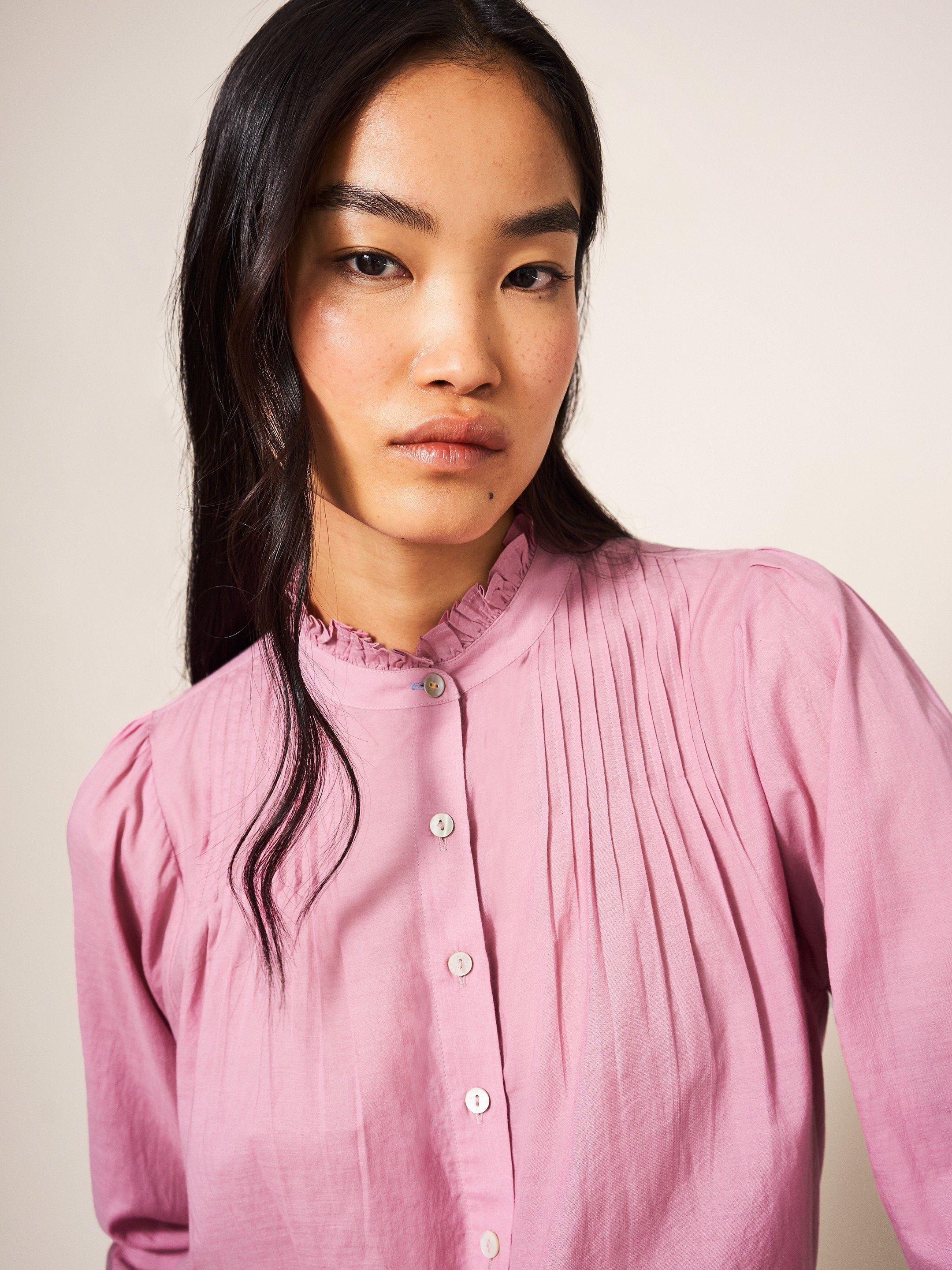 Paige Cotton Blend Shirt in MID PINK - LIFESTYLE