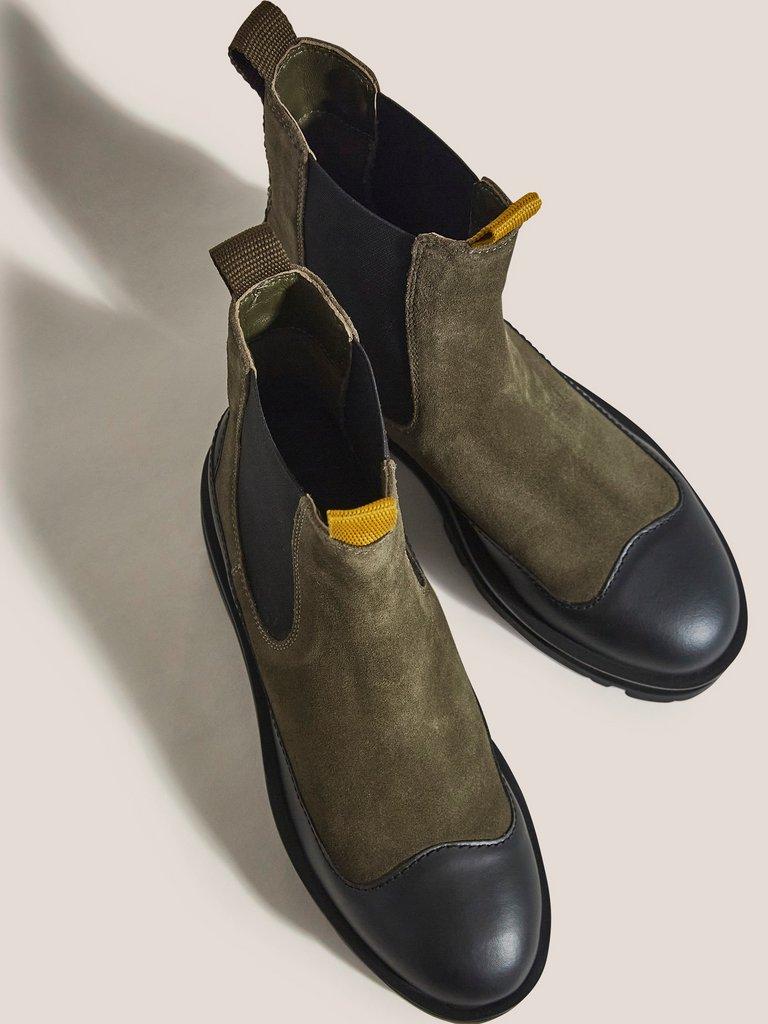Puddle Chelsea Boot in KHAKI GRN - FLAT DETAIL