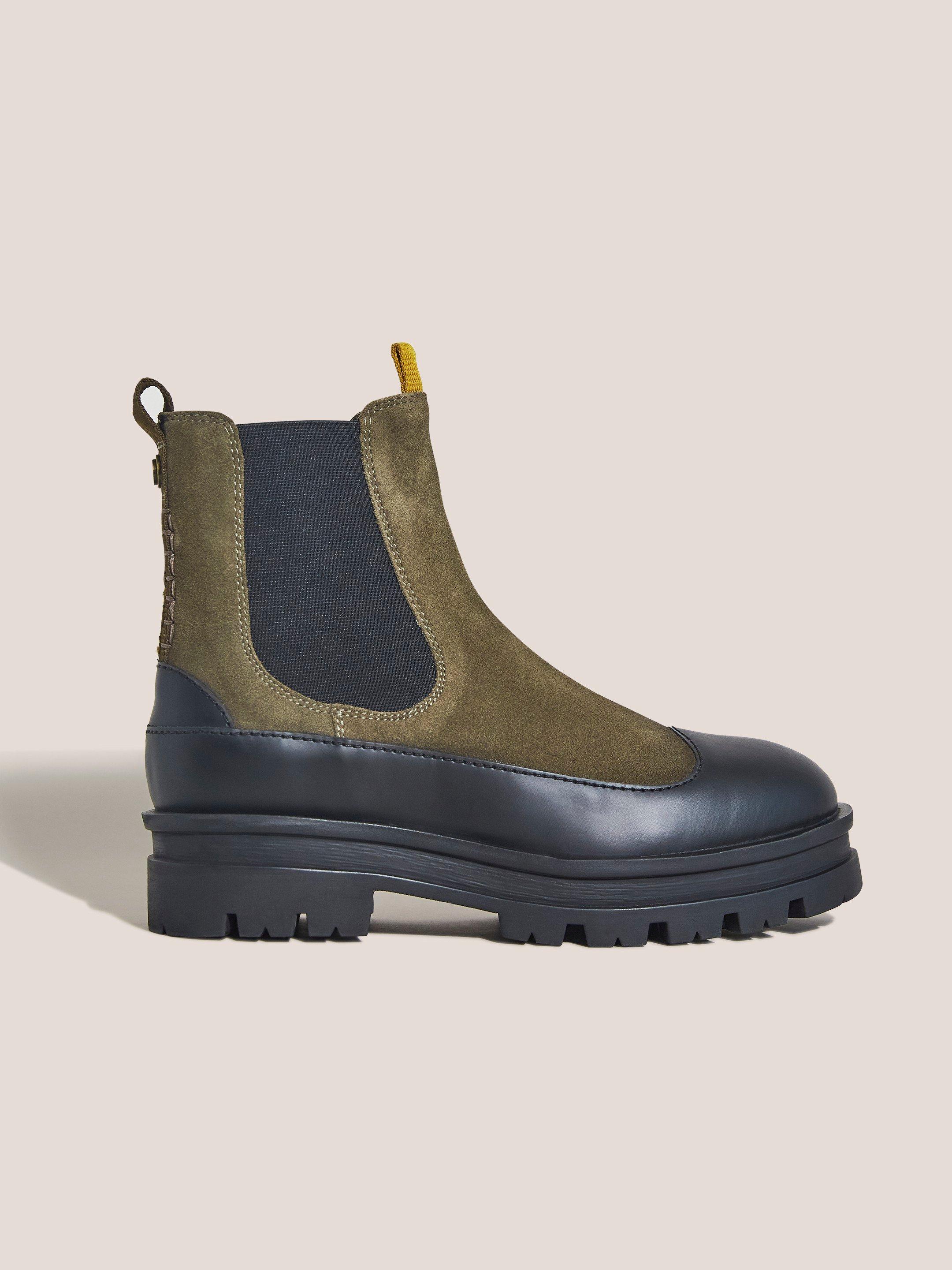Puddle Chelsea Boot in KHAKI GRN - MODEL FRONT