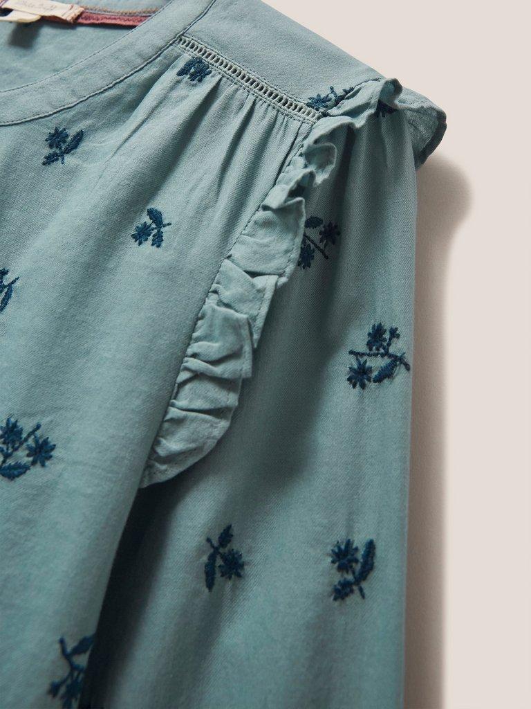 Florine Embroidered Shirt in TEAL MLT - FLAT DETAIL