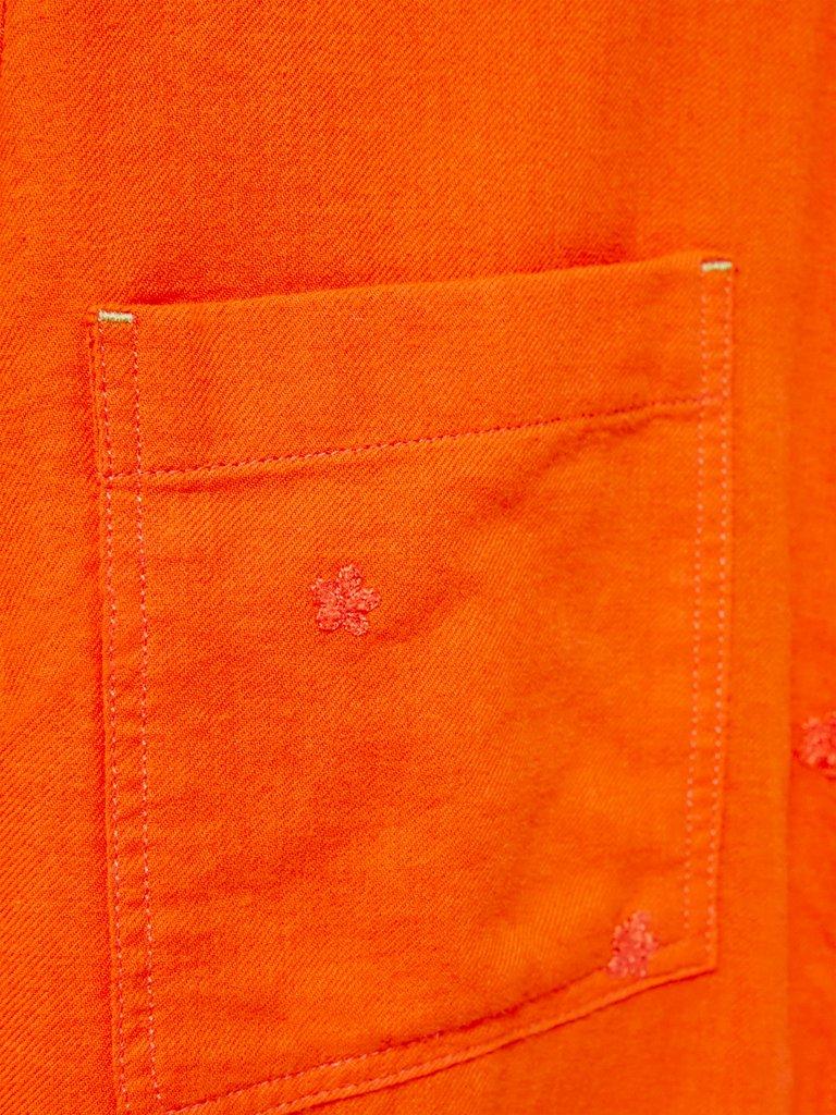 Emilia Organic Cotton Long Sleeve Shirt in BRT RED - FLAT DETAIL