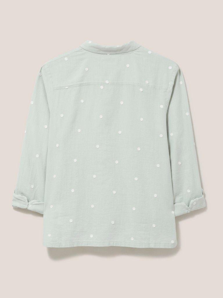 Emilia Organic Cotton Long Sleeve Shirt in GREEN MLT - FLAT BACK