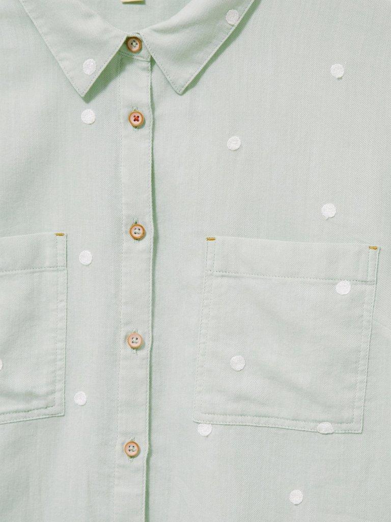 Emilia Organic Cotton Long Sleeve Shirt in GREEN MLT - FLAT DETAIL