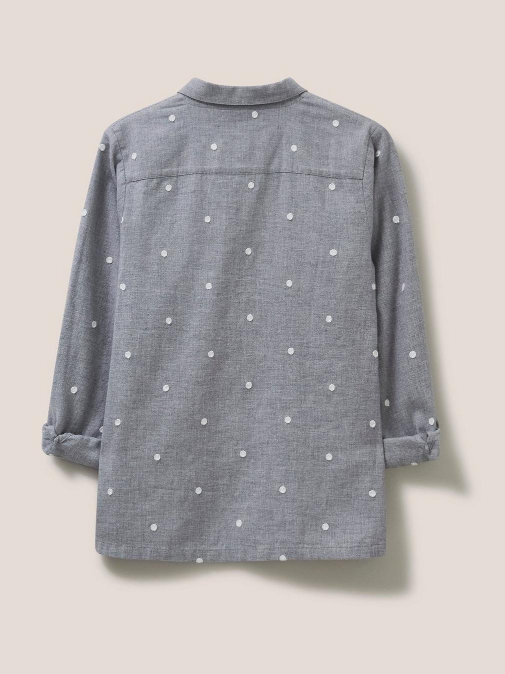 Emilia Organic Cotton Long Sleeve Shirt in GREY MLT - FLAT BACK