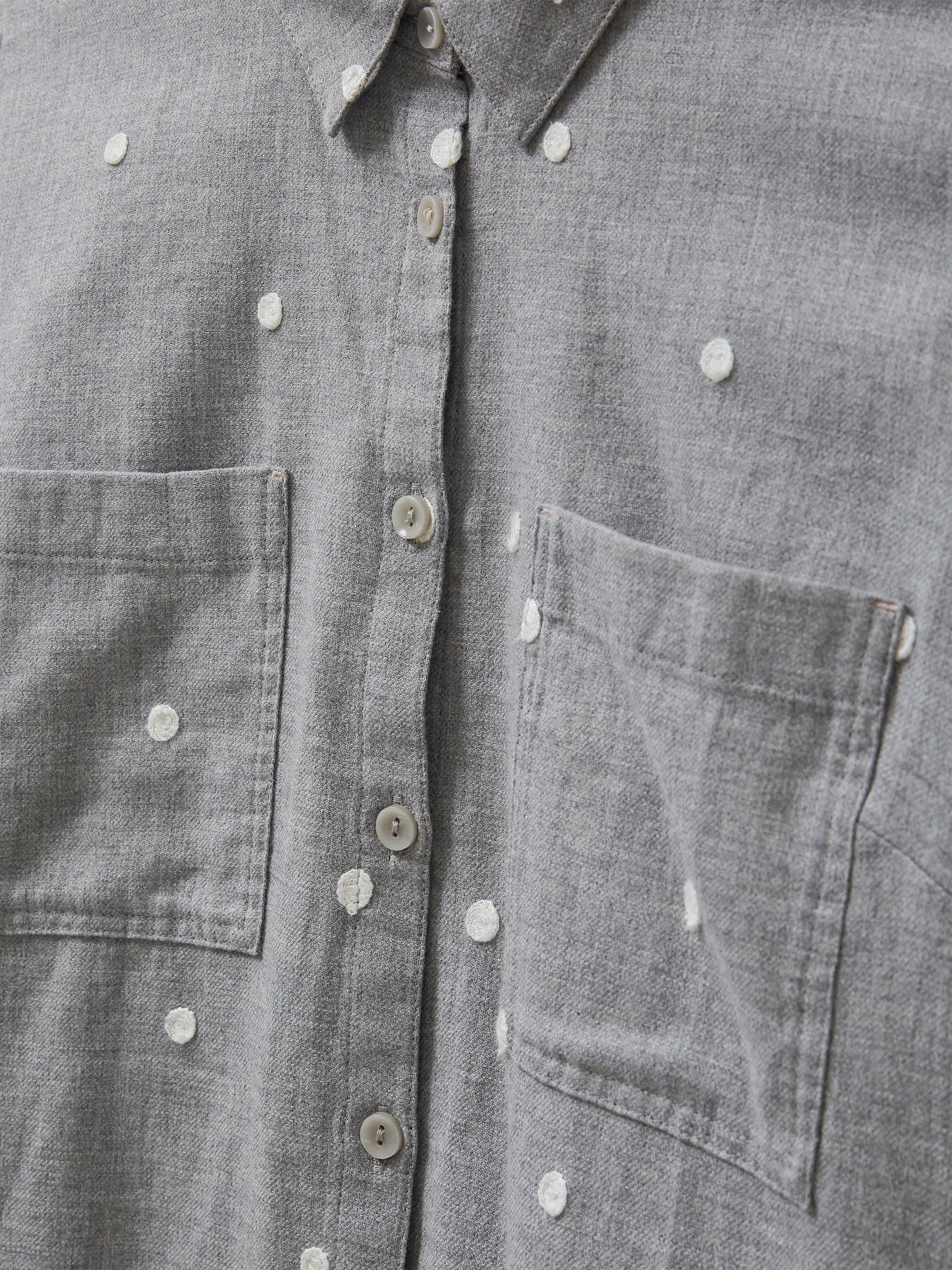 Emilia Organic Cotton Long Sleeve Shirt in GREY MLT - FLAT DETAIL