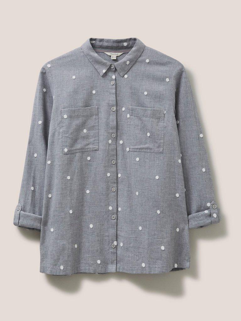 Emilia Organic Cotton Long Sleeve Shirt in GREY MLT - FLAT FRONT