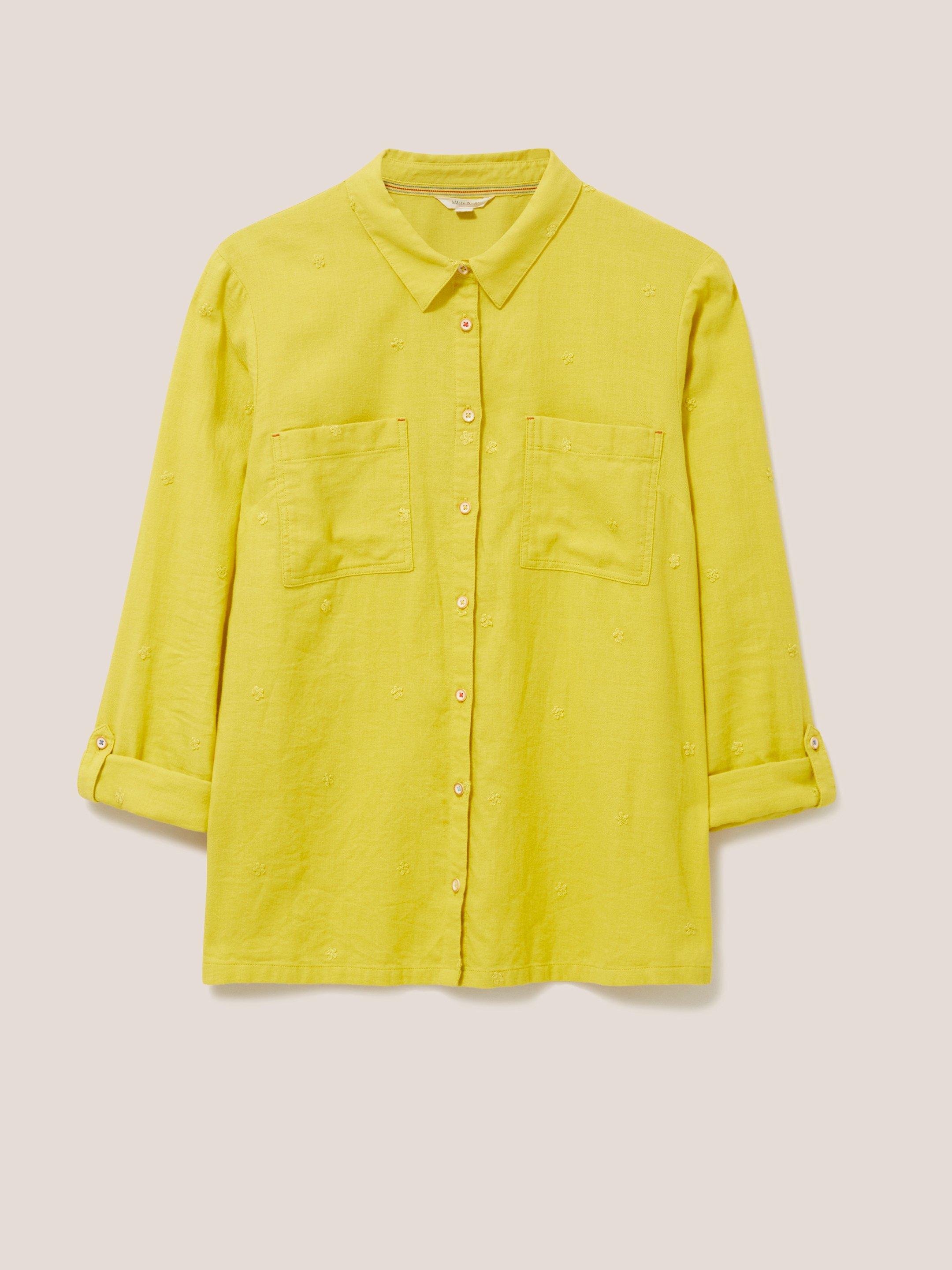 Emilia Organic Cotton Long Sleeve Shirt in MID CHART - FLAT FRONT