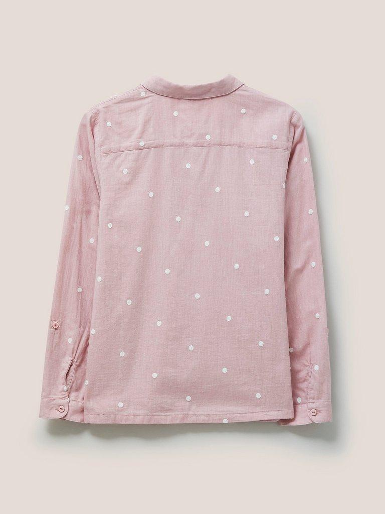 Emilia Organic Cotton Long Sleeve Shirt in PINK MLT - FLAT BACK