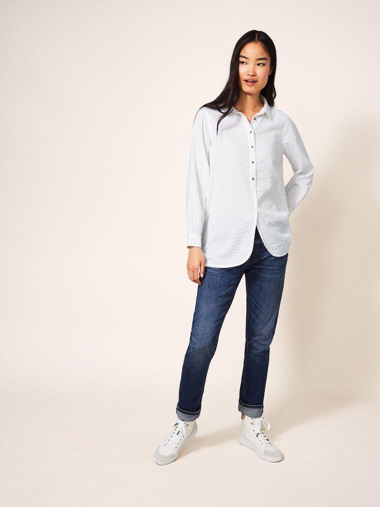 Violet Shirt Tunic in BRIL WHITE - MODEL FRONT
