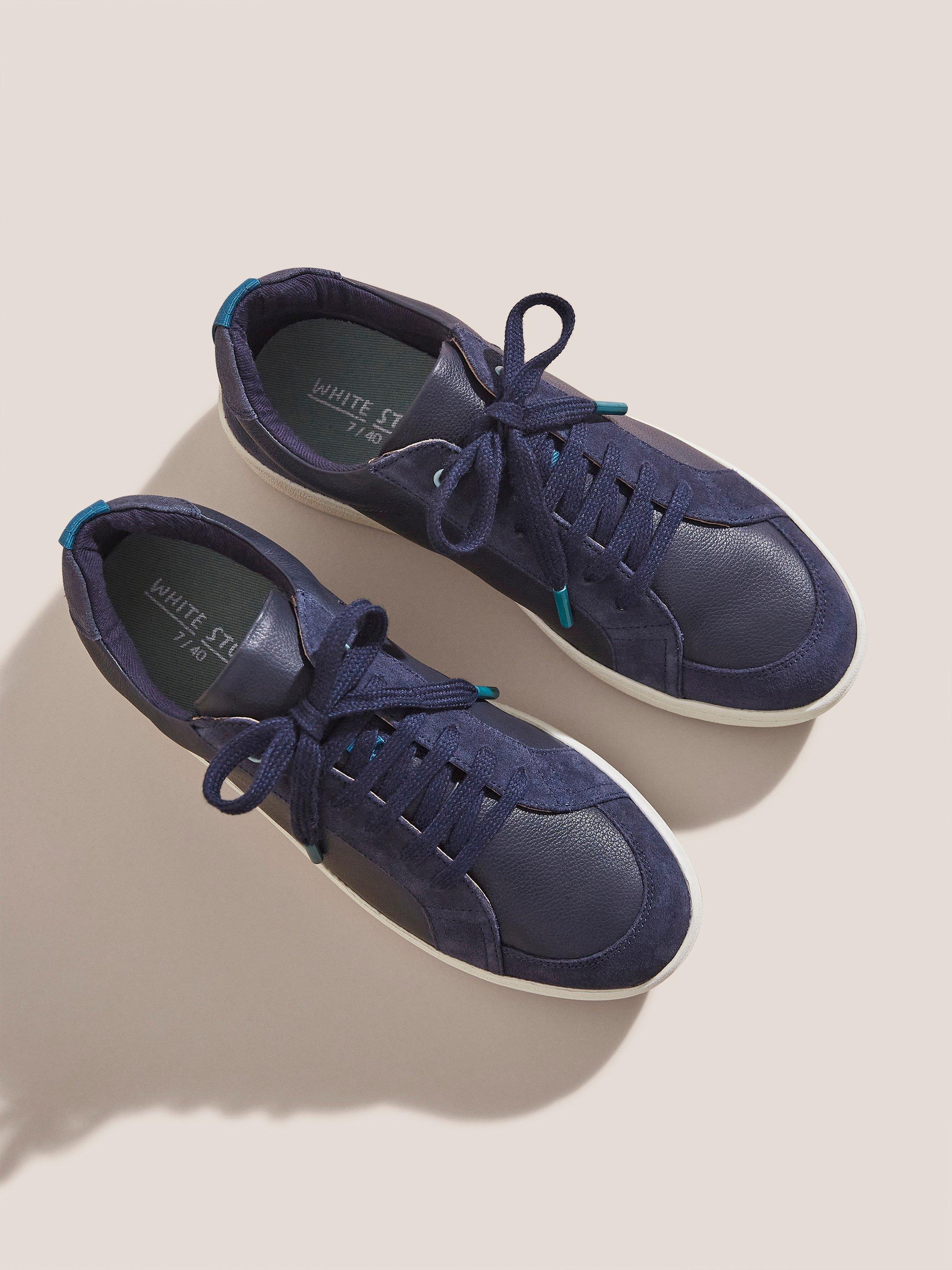 Leather Suede Trainer in NAVY MULTI - FLAT DETAIL