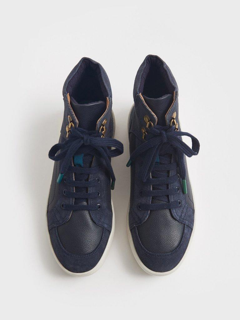 Leather Suede High Top Trainer in NAVY MULTI - FLAT DETAIL