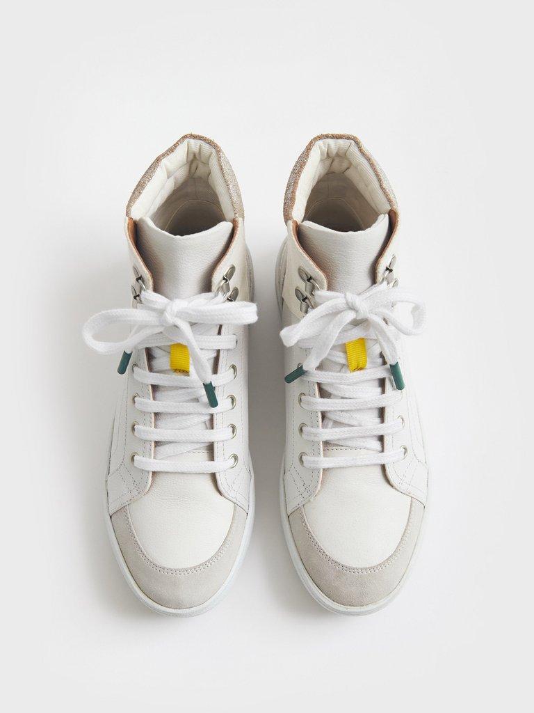Leather Suede High Top Trainer in WHITE MLT - FLAT DETAIL