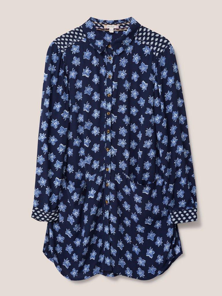 Danika Shirt Tunic in NAVY MULTI - FLAT FRONT