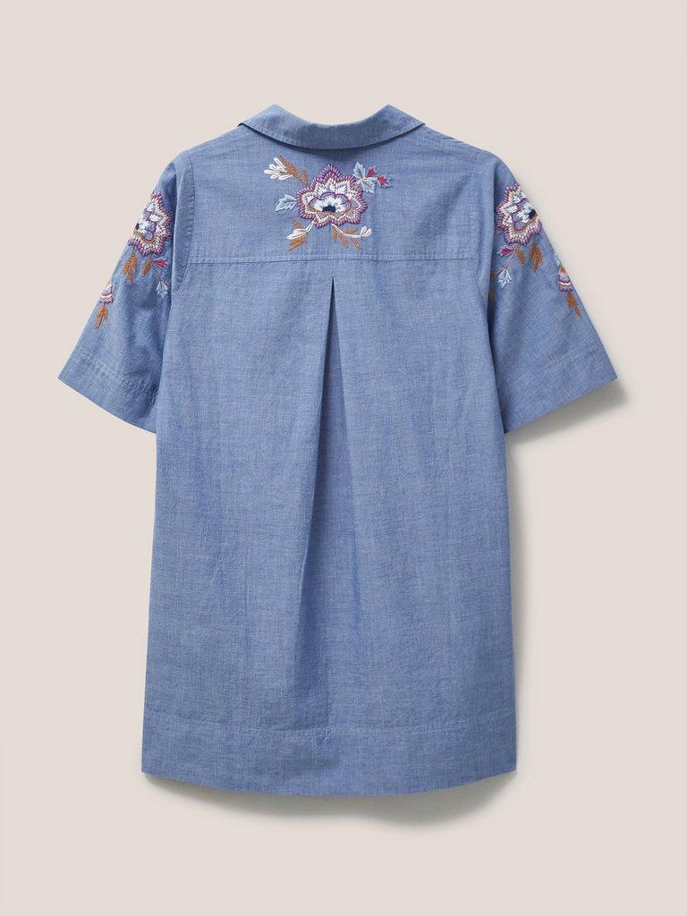 Savannah Embroidered Tunic in CHAMB BLUE - FLAT BACK