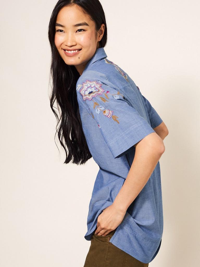 Savannah Embroidered Tunic in CHAMB BLUE - LIFESTYLE