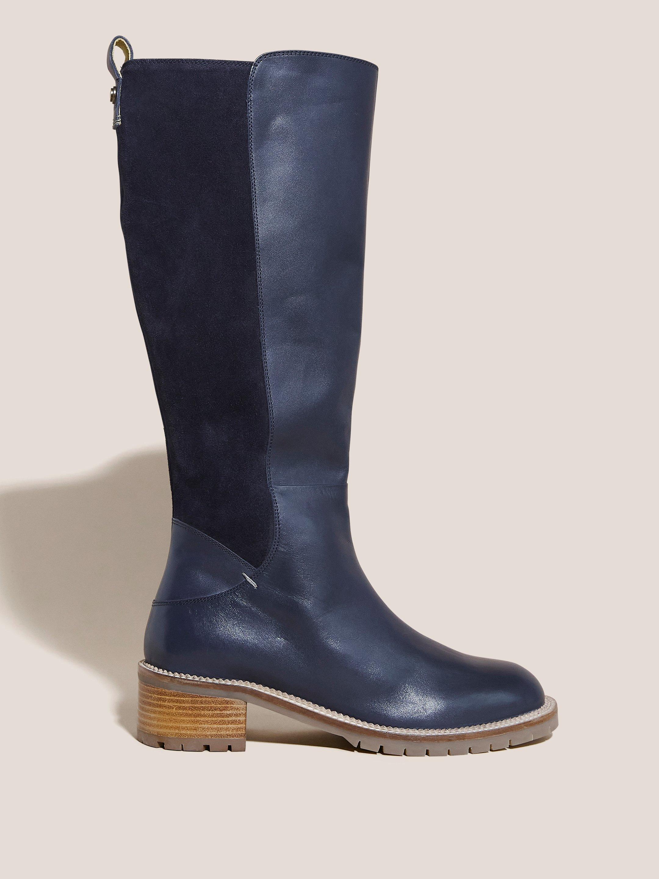 Serena Leather Knee High Boot in DARK NAVY White Stuff