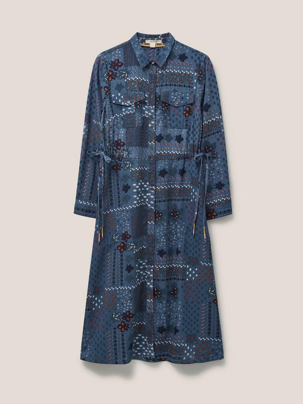 Nora Tencel Shirt Dress in BLUE MLT - FLAT FRONT